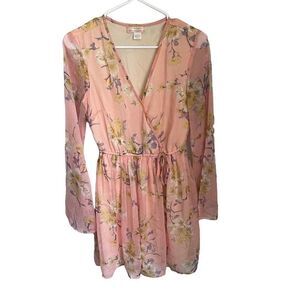 Band of Gypsies Collective Coral Pink Peach Floral Dress Size Small